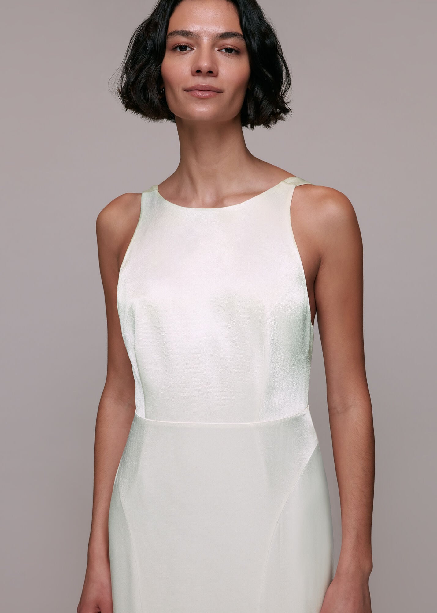 Lina Satin Flare Dress - Misty Sage